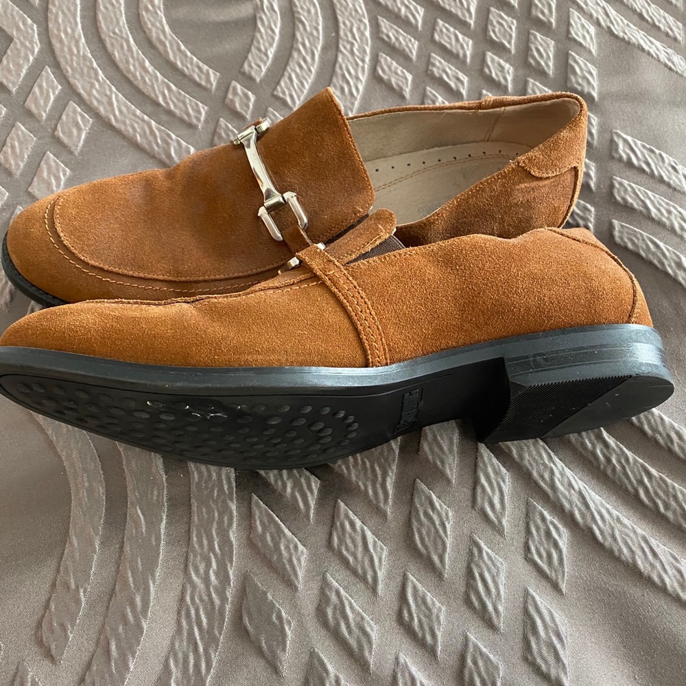Brown suede loafers